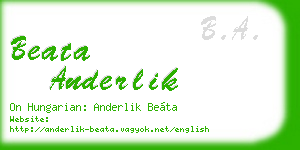 beata anderlik business card