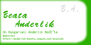 beata anderlik business card